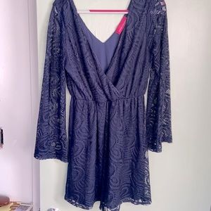 Navy mini dress with lace